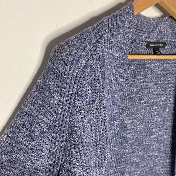Banana Republic East West Easy Navy open knit ribbed edge cardigan size M - Picture 5 of 11